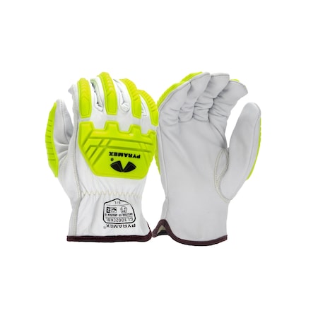Pyramex Leather Drivers Gloves, Grain Goatskin, Slip-On, Keystone Thumb, Gunn Cut, White, L 1 PR GL3002CKBL